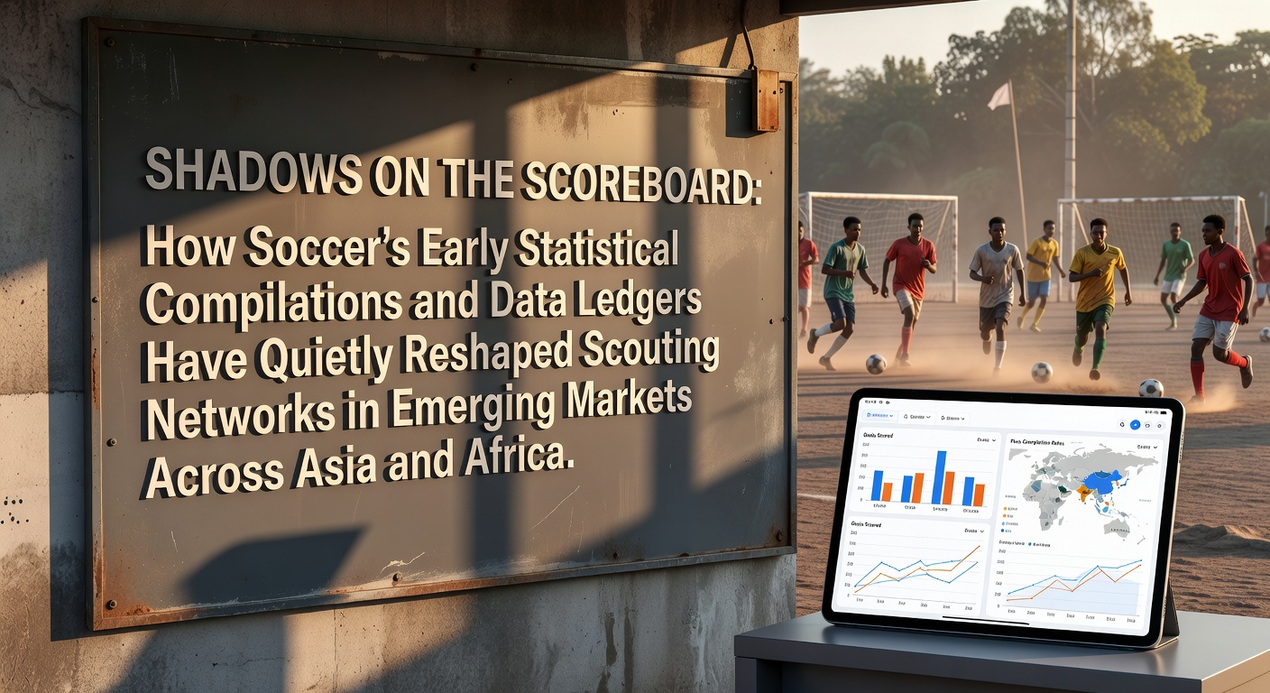 Historical soccer scoreboards and data ledgers from early matches in Asia and Africa