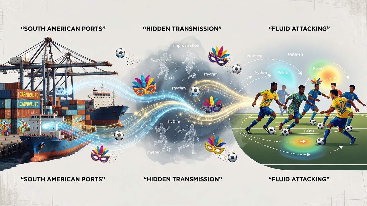 Archival notes and player sketches showing carnival football adaptations in attacking systems