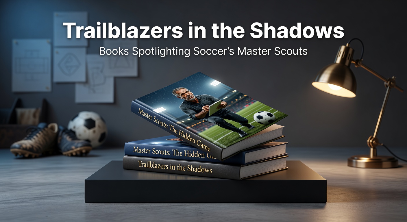 A seasoned soccer scout intently watching a youth match from the sidelines, notebook in hand, capturing the essence of talent discovery